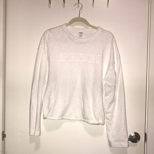 White Long Sleeve PINK Sweatshirt